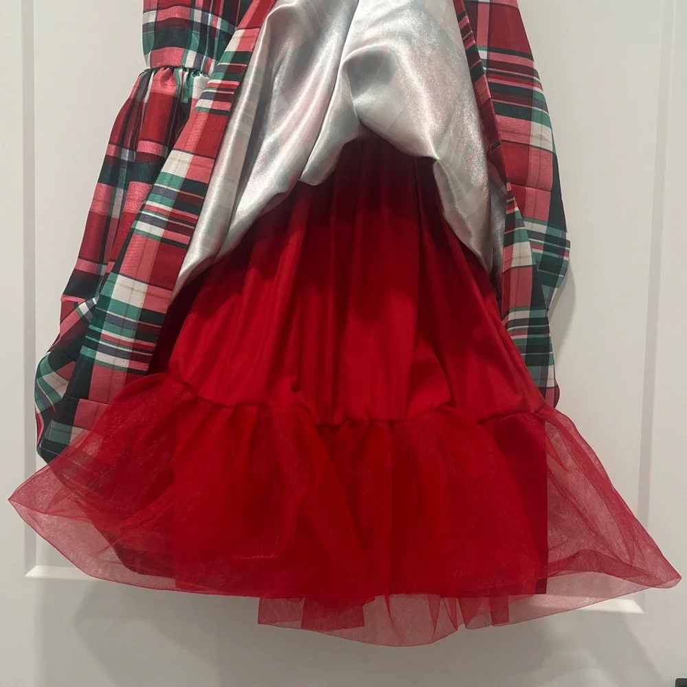 Gymboree Red & Green Plaid Holiday Tartan Sleeveless Party Dress, size 7 Girls